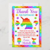 Regenboog Pop Het Fidget Speelgoed Verjaardagsfees Bedankkaart (Voorkant)