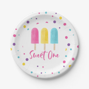 Regenboog Pop Sweet One 1e Verjaardag Papieren Bordje