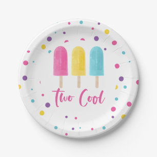 Regenboog Pop Twee Cool 2de Verjaardag Papieren Bordje