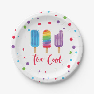 Regenboog Pop Twee Cool 2de Verjaardag Papieren Bordje