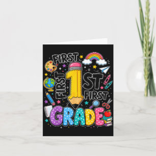 Regenboog potlood eerste klas terug naar school kaart