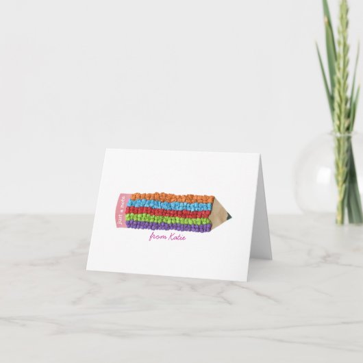 Regenboog potlood gepersonaliseerde notitiekaarten (Voorkant)