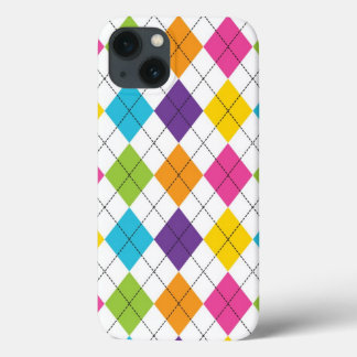 regenboog preppy argyle patroon iPhone 13 hoesje