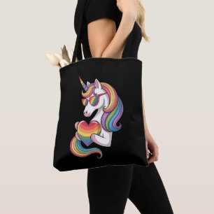 Regenboog Pride Eenhoorn Hart Regenboog Vlag LGBT Draagtas