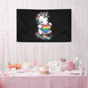 Regenboog Pride Eenhoorn Hart Regenboog Vlag Lgbt Spandoek