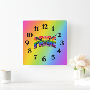 Regenboog PRIDE LGBTQIA+ Gemeenschap Vierkante Klok