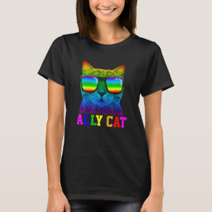 Regenboog Pride Vlag Ally Kat Lgb Homoseksuele Jon T-shirt