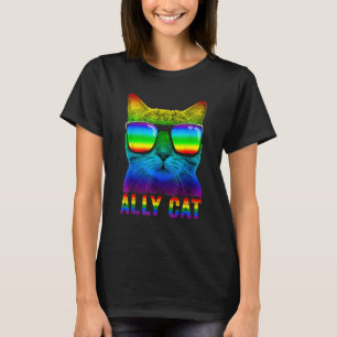Regenboog Pride Vlag Ally Kat LGBT Homoseksuele Jo T-shirt
