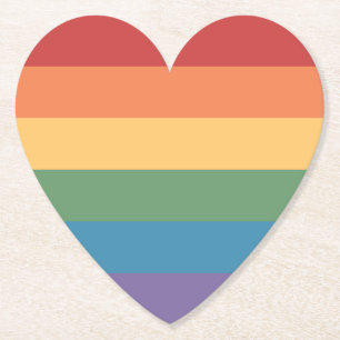 Regenboog Pride Vlag Geweven Hart Kartonnen Onderzetters