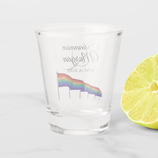 Regenboog Pride vlaggen Trouw Shotglas Shot Glas (Achterkant)