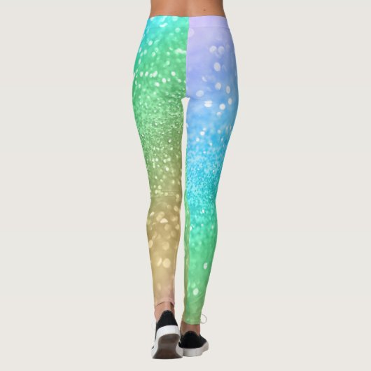 Regenboog Prinses Glitter #1a (Faux Glitter) #shin Leggings (Achterkant)