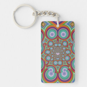 Regenboog Psychodelische Optische Abstracte Kunst Sleutelhanger