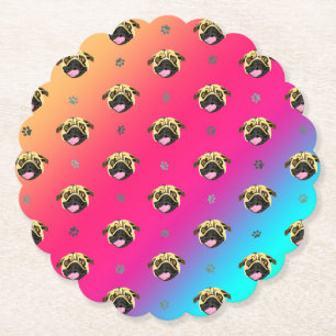 Regenboog Pug Papier Onderzetter