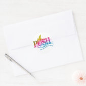 Regenboog PUSH Ronde Sticker (Envelop)