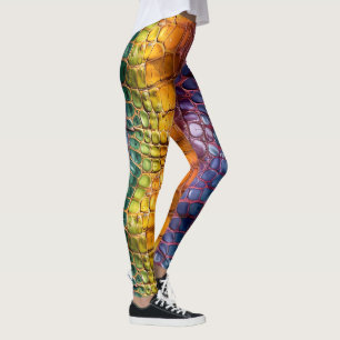 Regenboog Reptielleer Leggings
