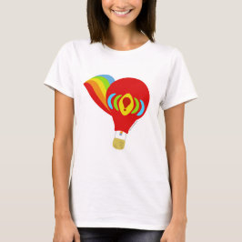 Regenboog Retro Hete Luchtballon Cartoon Illustrat T-shirt