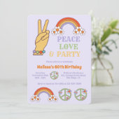 Regenboog Retro Hippie Vrede Liefdesfeestje Verjaa Kaart (Staand voorkant)