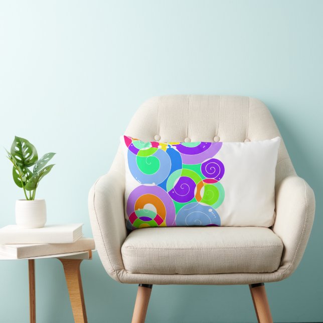 Regenboog Retro Spiraalvormige Kunst Abstractie Pa Kussen (Stoel)
