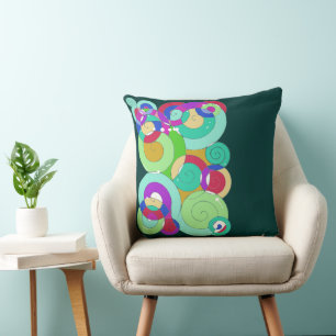 Regenboog Retro Spiral Art Abstractie Blauwgroen G Kussen