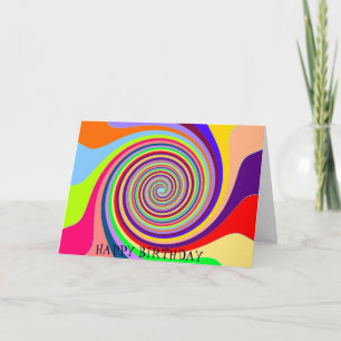 Regenboog retro verjaardagspsychedelic snoep swirl kaart