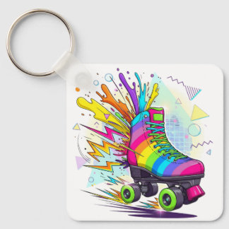 Regenboog rollerschaatsen sleutelhanger