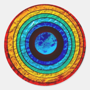 Regenboog rond de aarde ronde sticker