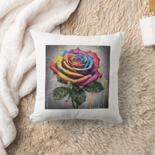 Regenboog Roos kussen