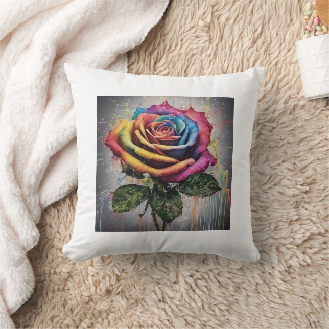 Regenboog Roos kussen (Deken)