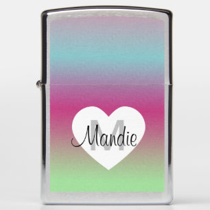 Regenboog Roze Blauwe Ombré Monogram Eerste Letter