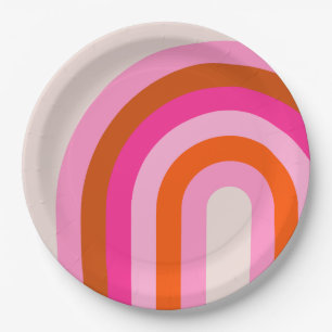 Regenboog Roze en Oranje Boho Arch Papieren Bordje