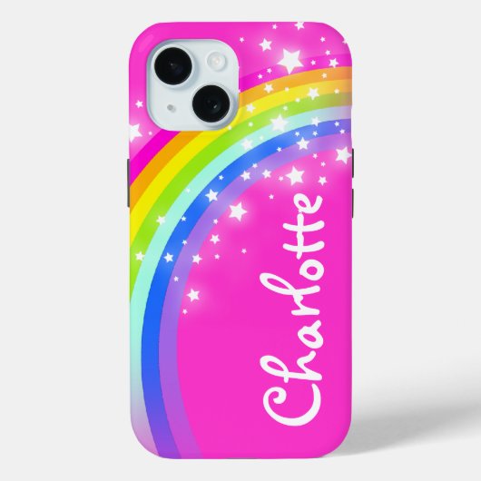Regenboog roze meisjes aangepaste naam Case-Mate iPhone case (Achterkant)
