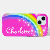 Regenboog roze meisjes aangepaste naam Case-Mate iPhone case (Achterkant (horizontaal))