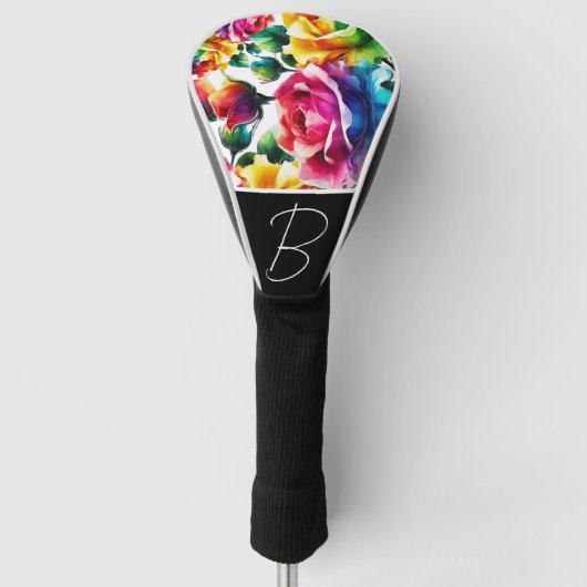 Regenboog Rozen Levendig Kleurrijke Bloemen Golfheadcover (Voorkant)