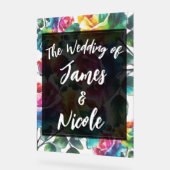 Regenboog Rozen Zwart & Wit Levendig Bloemen Huwel Acryl Bord (Hoek)