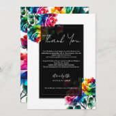 Regenboog Rozen Zwart Wit Levendige Bloemen Dank u Kaart (Voorkant / Achterkant)