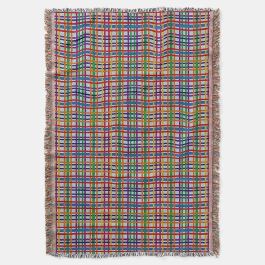 Regenboog Rustieke Plaid Streep Tegels Lichtgrijs Deken (Voorkant Verticaal)