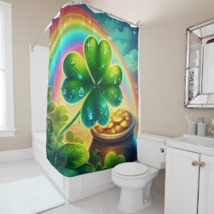 Regenboog Saint Patrick's Day klaver Douchegordijn