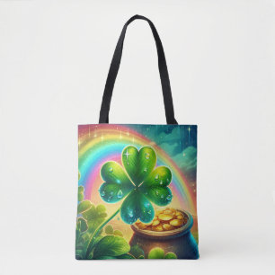 Regenboog Saint Patrick's Day klaver Draagtas