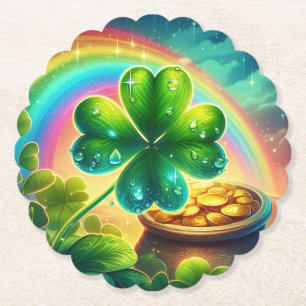 Regenboog Saint Patrick's Day klaver Kartonnen Onderzetters