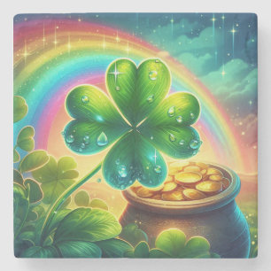 Regenboog Saint Patrick's Day klaver Stenen Onderzetter