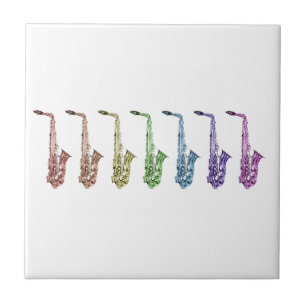 Regenboog Saxofoon Kleurrijke Jazz Tegeltje
