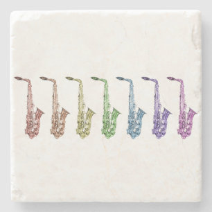 Regenboog Saxofoon Kunst Stenen Onderzetter