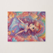 Regenboog schattig kleine prinses legpuzzel (Horizontaal)