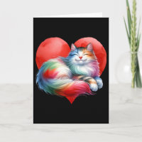 Regenboog Schattige Kat Knuffelend Hart Kitty Lief