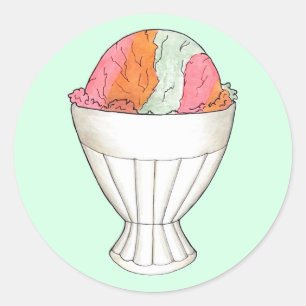 Regenboog Sherbet Ice Cream Sorbet Dessert Scoop Ronde Sticker
