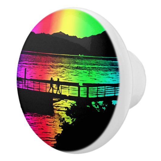 Regenboog Silhouetten bij het Meermeubilair Trek Keramische Knop (Rechts)