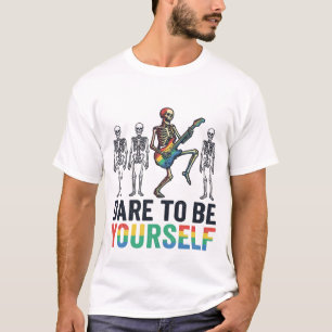 Regenboog Skelet Durf Jezelf Te Zijn Vectorontwerp T-shirt