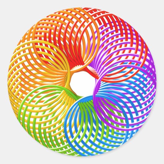 REGENBOOG SLINKY RING RONDE STICKER (Voorkant)