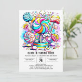 Regenboog Snoep Land Verjaardag Kaart (Staand voorkant)