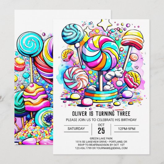 Regenboog Snoep Land Verjaardag Kaart (Voorkant / Achterkant)